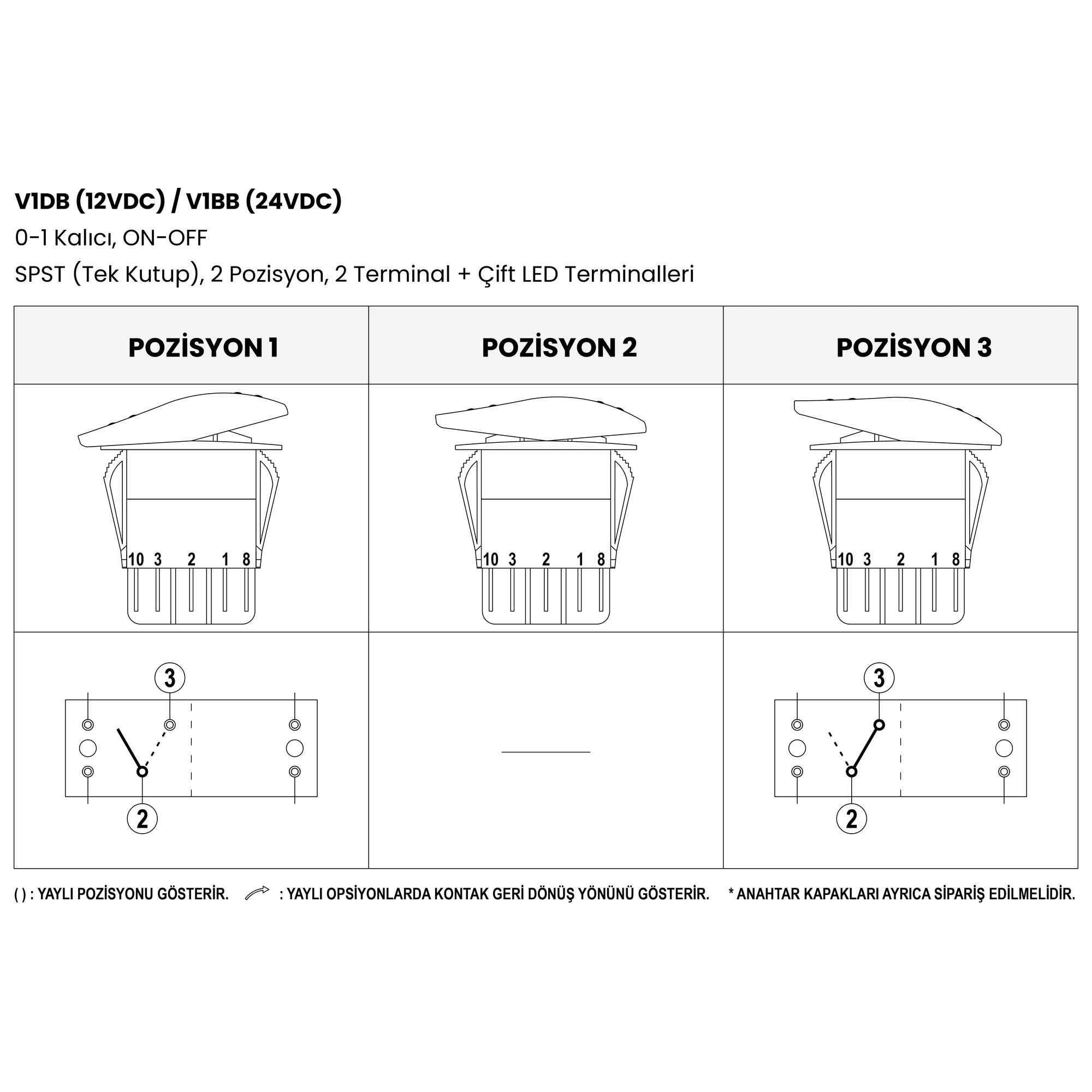 V1DB / V1BB Rocker Anahtar - 2
