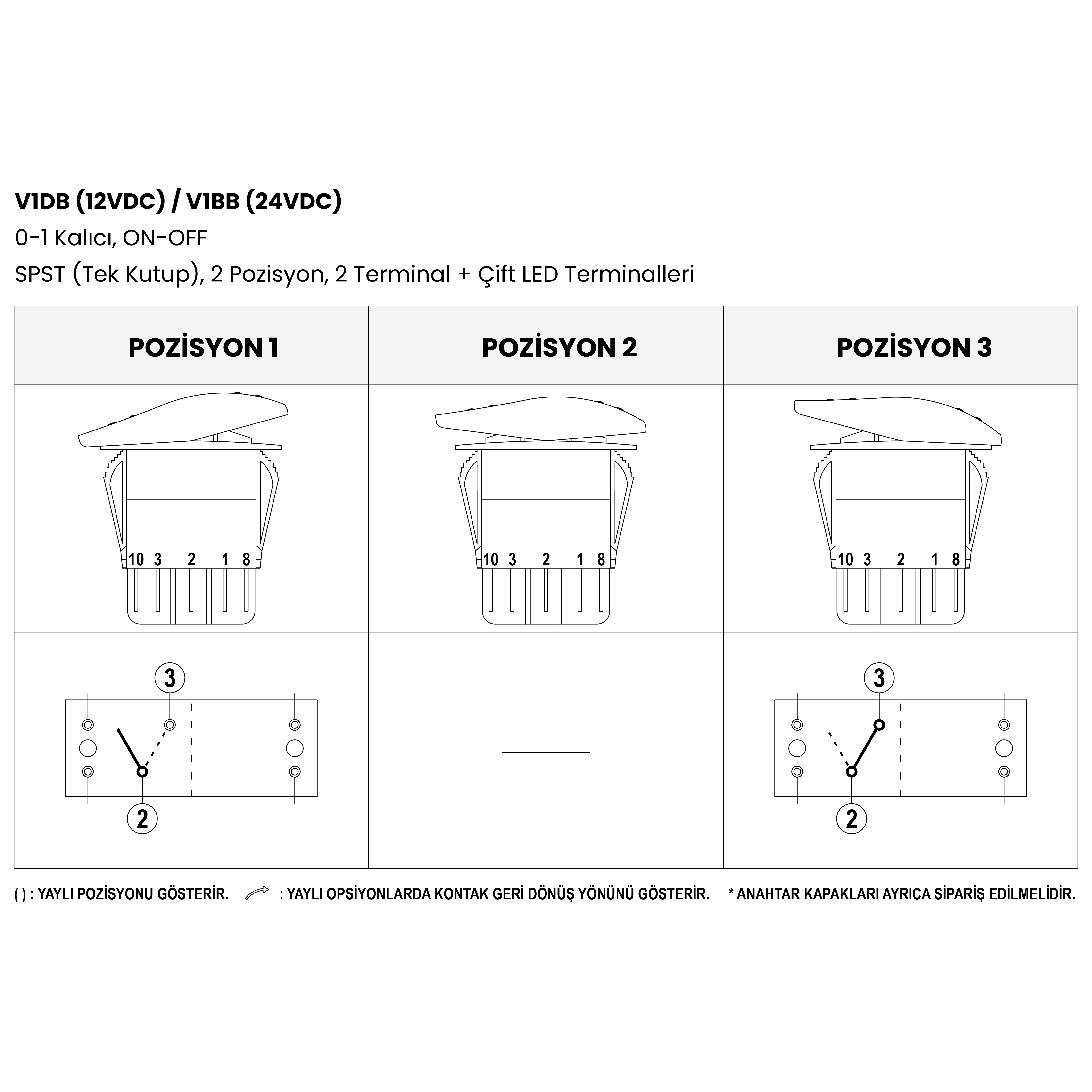 V1DB / V1BB Rocker Anahtar - 2
